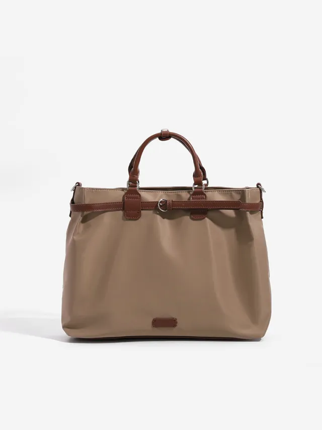 Women's Simple Large capacity Nylon Shoulder Tote Bag Khaki - Shop at LoveMi