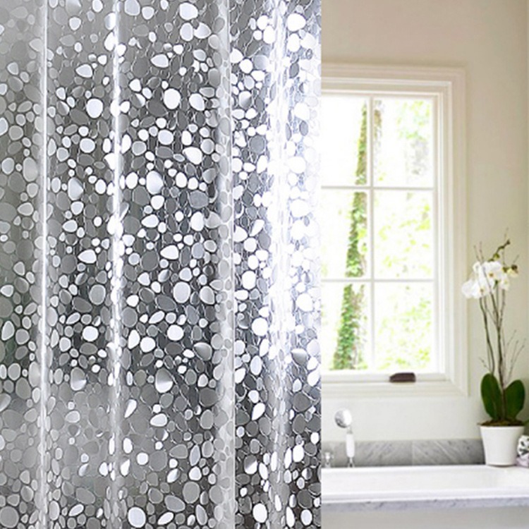 3D Water Cube Silk-Texture Waterproof Shower Curtain