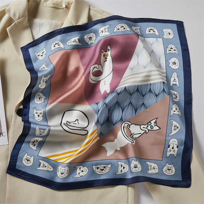 Black Four-Panel Silk Authentic Silk Scarf