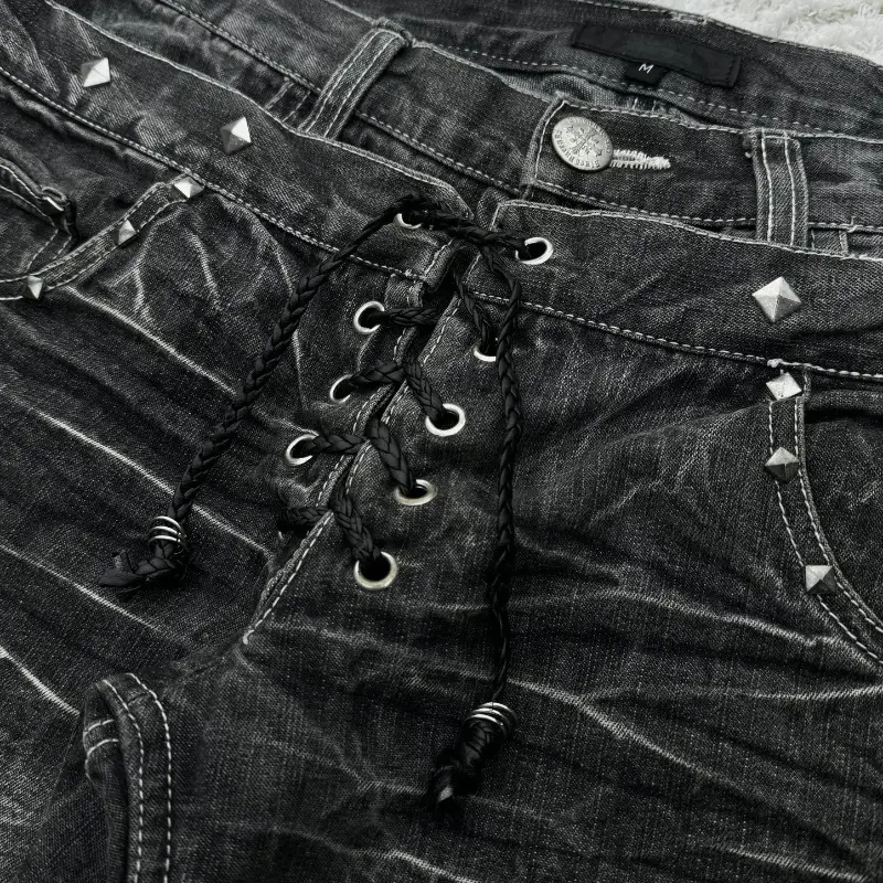 Slightly Flared Double Waist Lace Pants For Men And Women