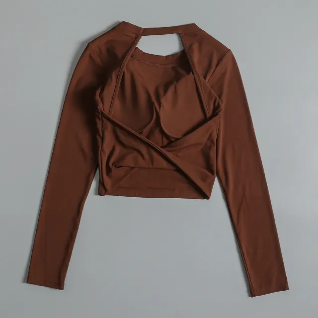 Sexy Beauty Back Sports Long t shirt Chestnut M - Shop at LoveMi