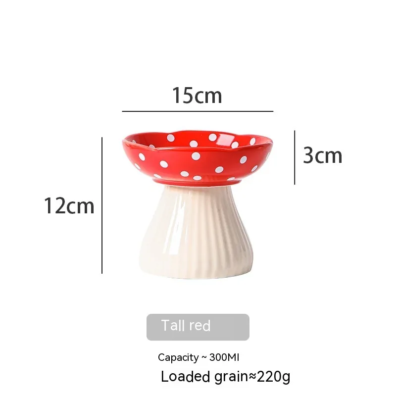 High Foot Protection Anti Roll Pet Products Cat Bowls - Tall Red Mushroom