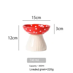 High Foot Protection Anti Roll Pet Products Cat Bowls - Tall Red Mushroom - View 1