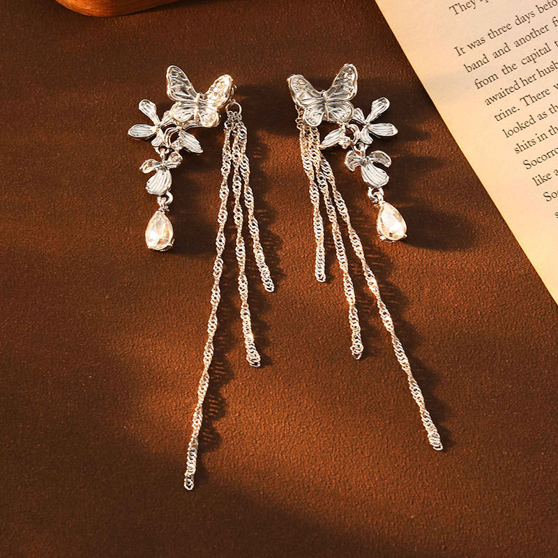 One Style For Dual-wear Butterfly Tassel Earrings Flower Earrings For Women