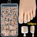 120 Pieces French White Edge Feet Nude Full Square Short High-grade Toe Nail Piece view 10