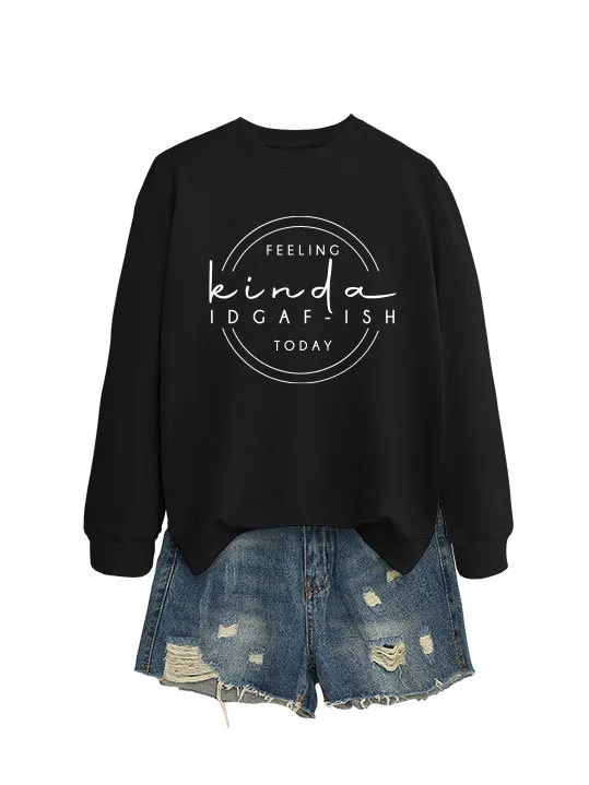 Elegant Women's Round Neck Long sleeved Sweater Black White Font - Shop at LoveMi