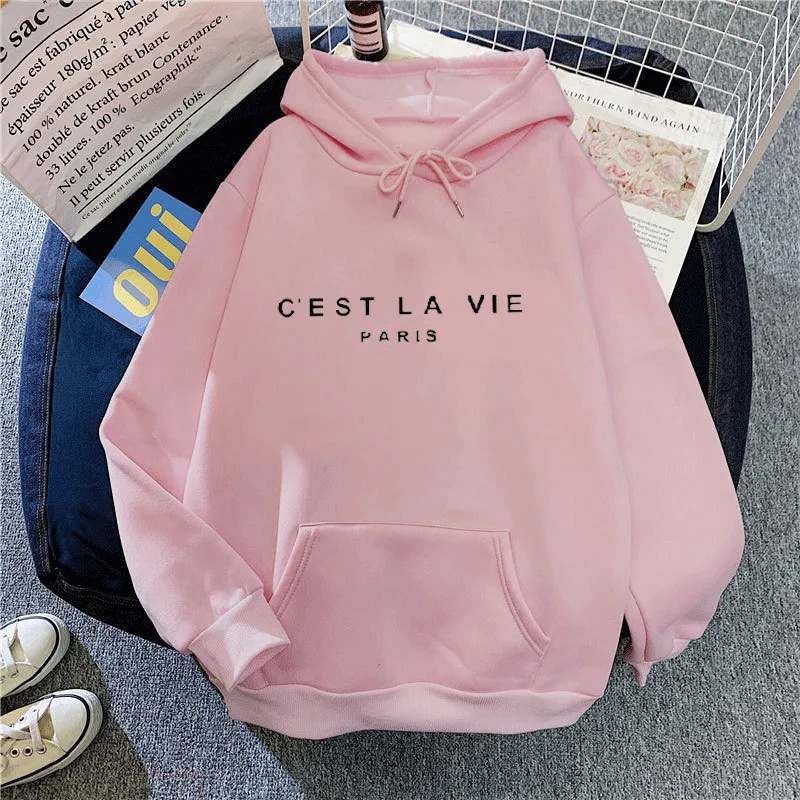 Women's Letter Printed Hoodie Coat - Dark Pink Black Picture