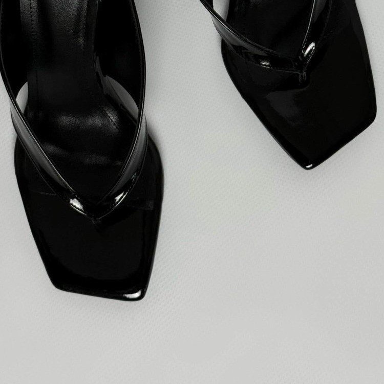 Patent Leather Wedge Thong Sandals, picture 2 of 5
