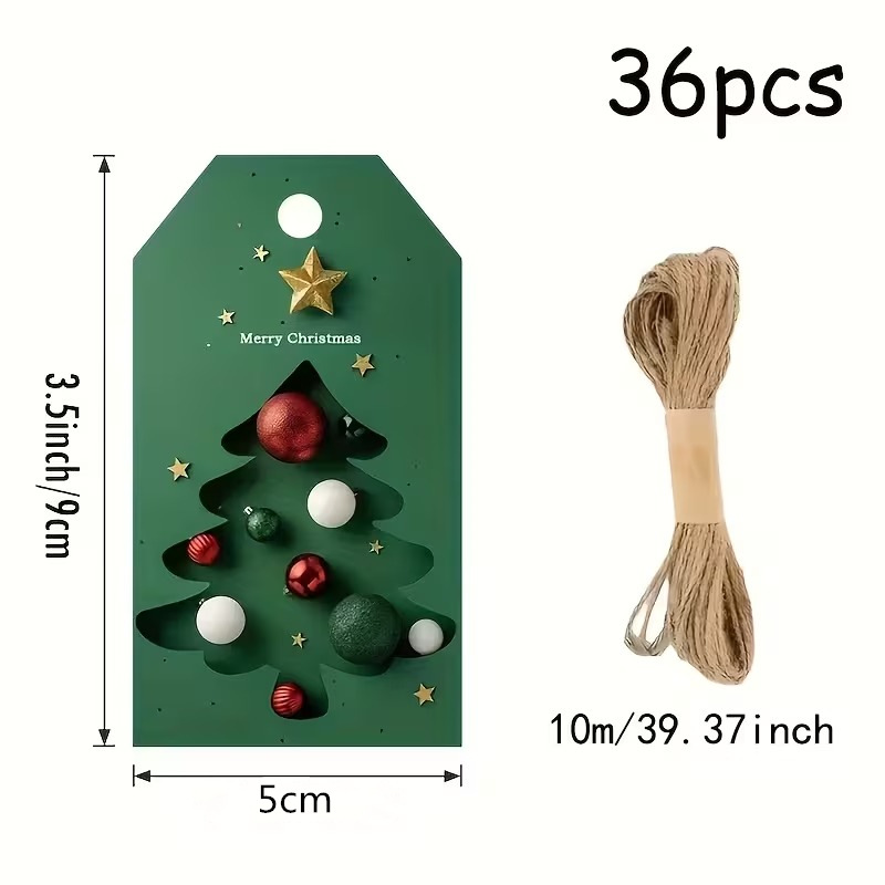 36 PCs Green Christmas Tree Gift Tag (36 Pieces Set)