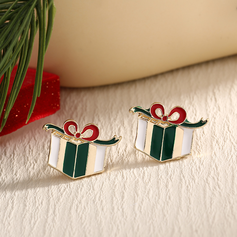 Christmas Fashion Elk Christmas Tree Snowflake Diamond Personalized Three-dimensional Cartoon Earrings