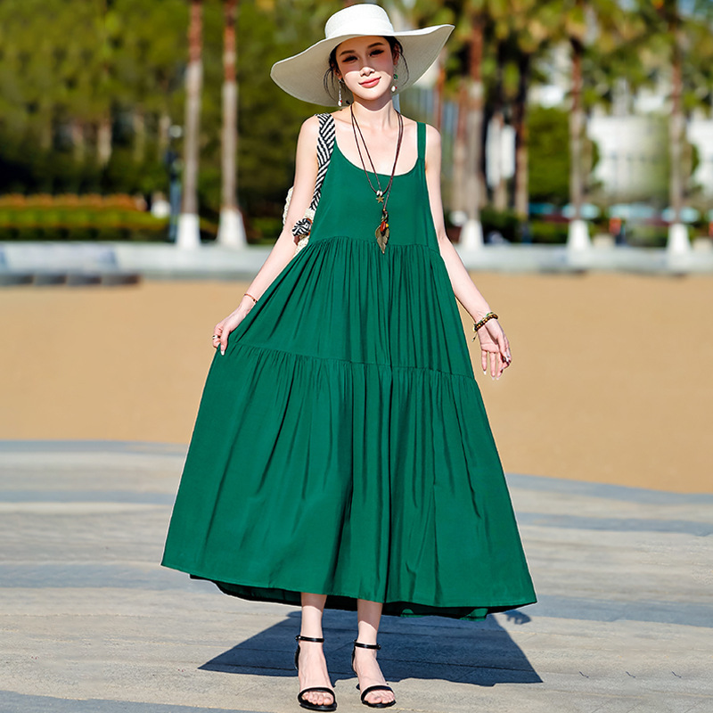 Beach Vacation French Style Floral Maxi Dress