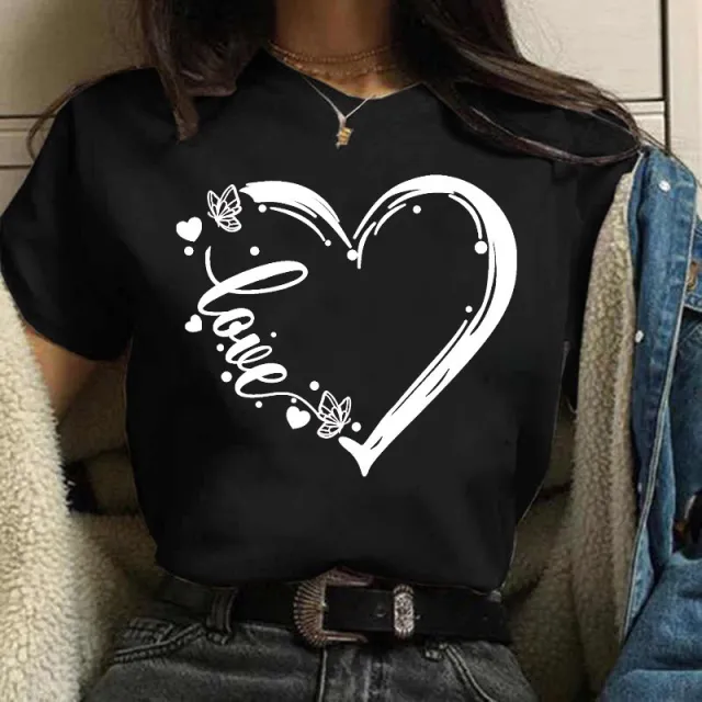 Loose Round Neck T shirt Women's Top Black - Shop at LoveMi