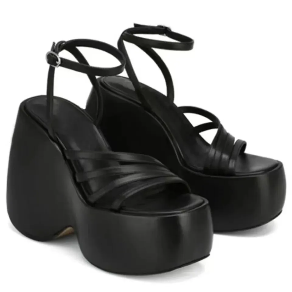 Women's Outdoor Comfortable Platform Wedge Sandals - Black