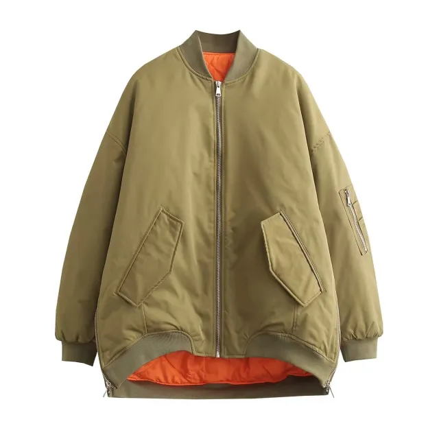 American Flight Jacket Women's Brand Loose Baseball Uniform Coat Army Green - Shop at LoveMi