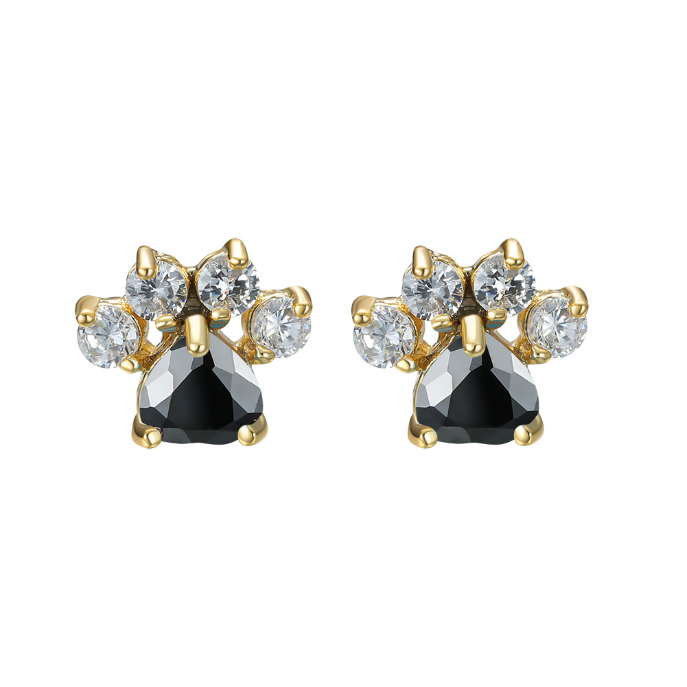 Fashion Cat Footprints  Crystal Earrings For Women