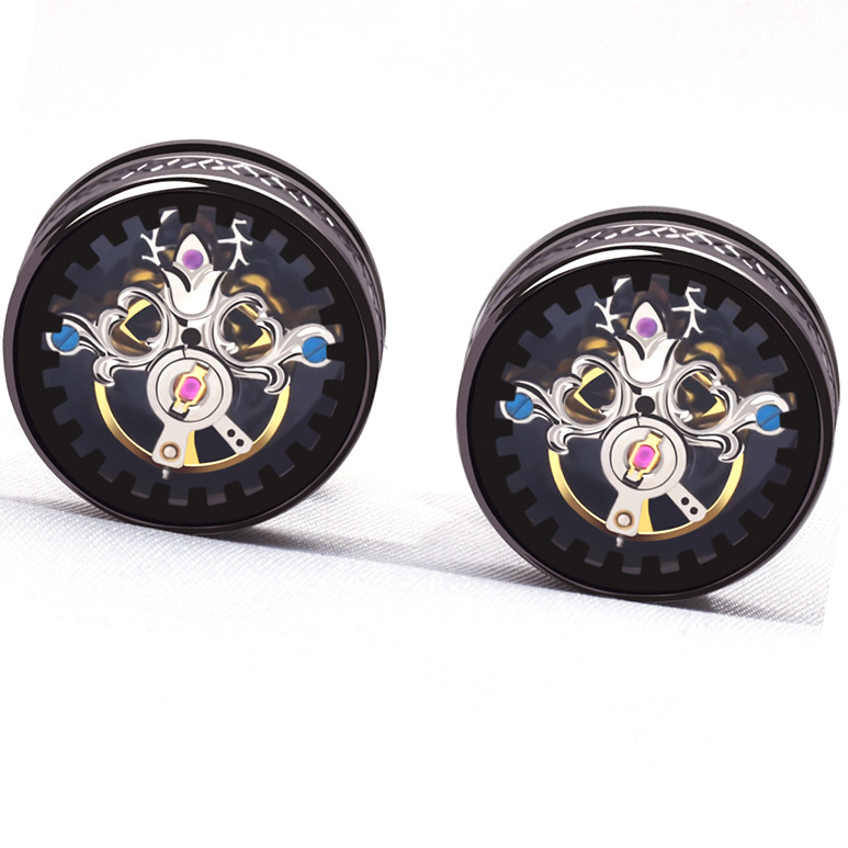 Tourbillon Cufflinks Light Luxury Business French Style Shirt Punk Movement Cufflinks — foto 8