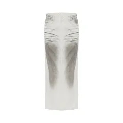 New Autumn New Washed Denim Skirt - White - View 1