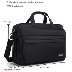 Men's Waterproof Oxford Large Capacity Briefcase - Black - View 1