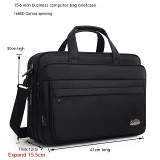 Men's Waterproof Oxford Large Capacity Briefcase - Black
