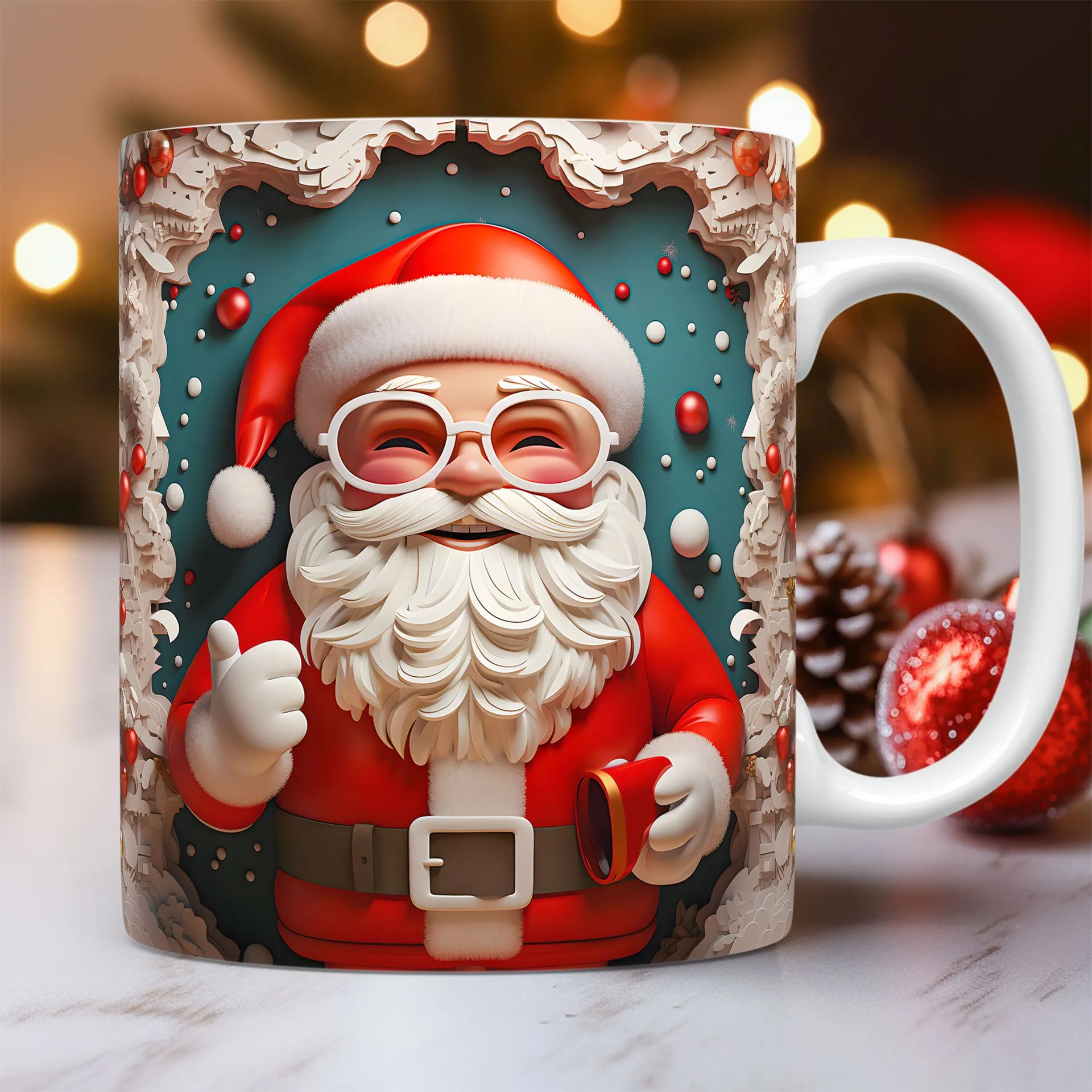 Creative 3D Christmas Ceramic Mug Unique Space Design Snowman Santa Coffee Cup Tea Milk Mug Christmas Gifts For Kids Adults Kitchen Gadgets – image 4