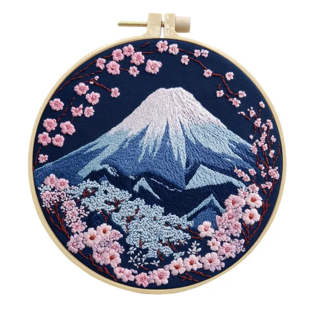 Embroidery Handmade Cloth Art Material Kit Sets Creative Needlework English Mount Fuji - Shop at LoveMi