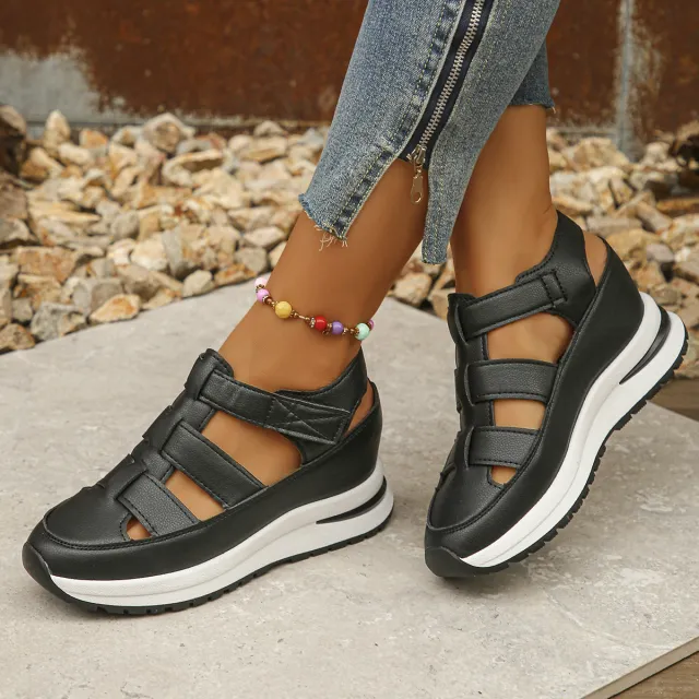 Summer Wedge Baotou Hollow Women's Breathable Shoes Black - Shop at LoveMi