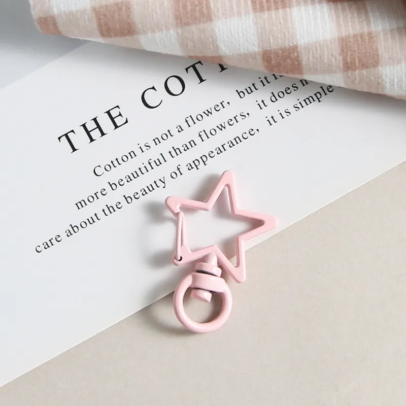 Colour Paint Five-pointed Star Snap Button Metal Keychains - Light Pink