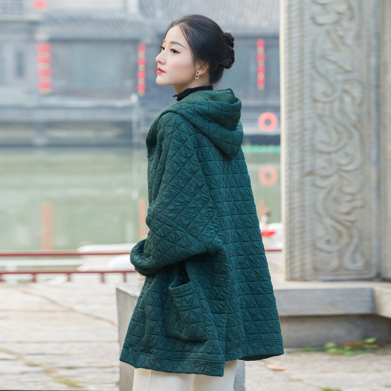 Women's Heavy Industry Geometric Quilted Plaid Puffer Jacket Peacock Green - Shop at LoveMi