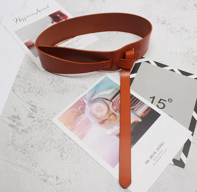 Women's Fashion Leather Decoration Wide Belt Camel - Shop at LoveMi