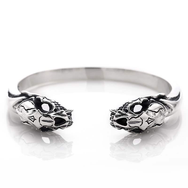 Title 4, Bracelet homme en argent sterling S925 avec têt...