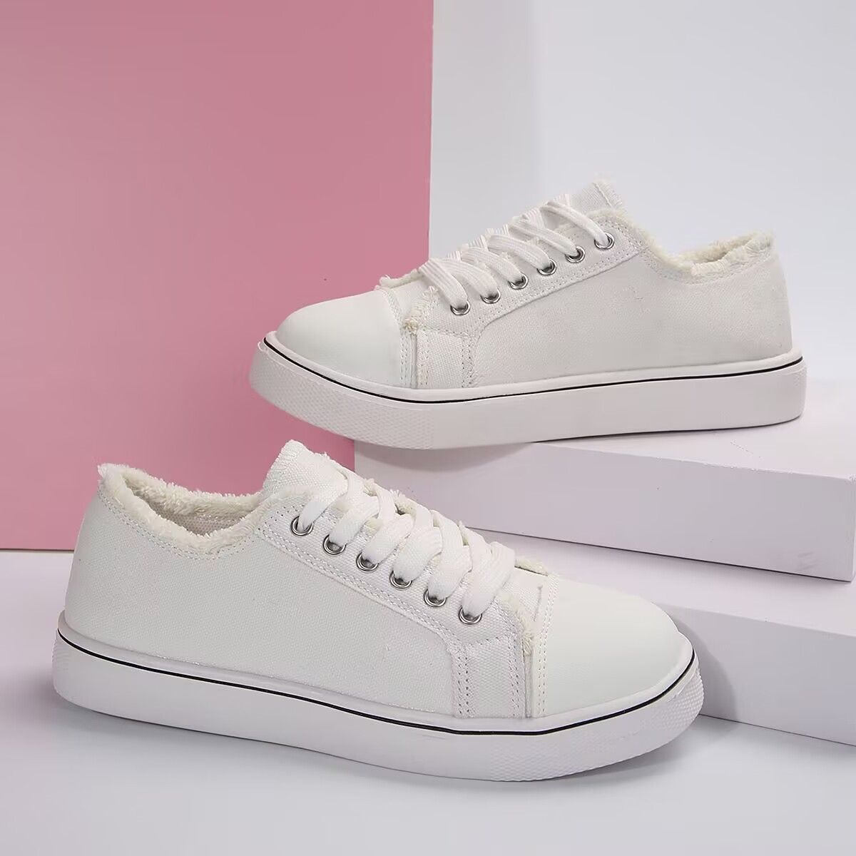Lace-up flat heel sneakers women's everyday shoes — Sarah Express