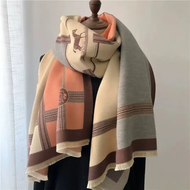 Korean Style Contrast Color Artificial Cashmere Scarf Women's New Winter Rice Noodles - Shop at LoveMi