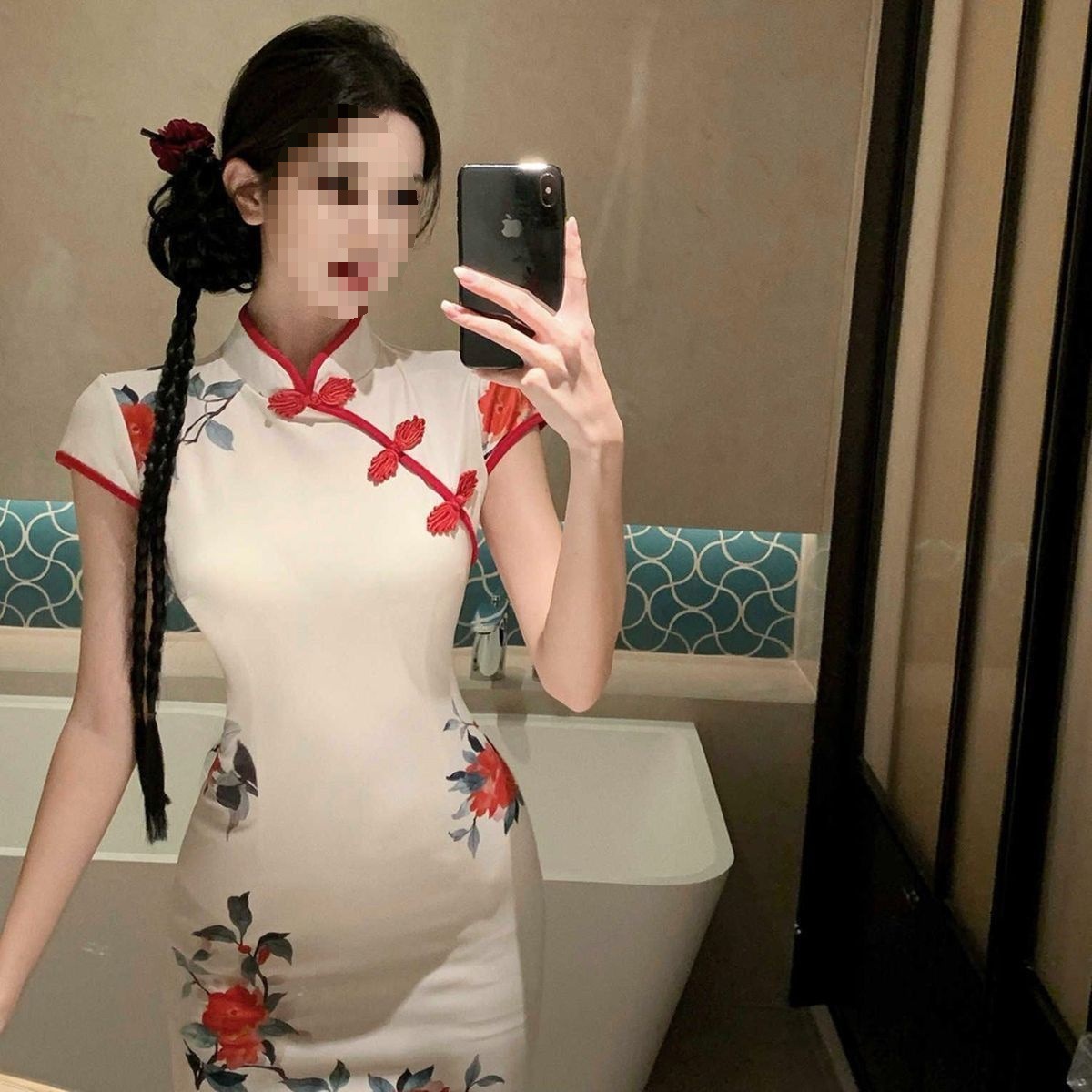 New Chinese-style Improved Cheongsam Buttoned Dress