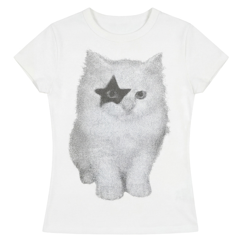 Sweet-style Cartoon-print Short-sleeve T-shirt For Women