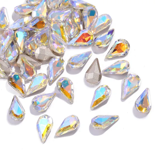New Water Drop Pointed Bottom Transparent Manicure Jewelry DIY Clothing Phone Case Diamond Decorations Nail Patch Nail Ornament F1 01 Paradise Light - Shop at LoveMi