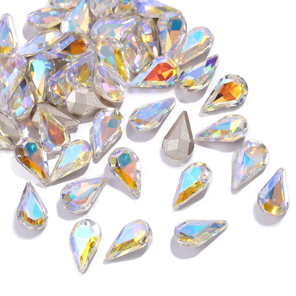 New Water Drop Pointed Bottom Transparent Manicure Jewelry DIY Clothing Phone Case Diamond Decorations Nail Patch Nail Ornament - F1 01 Paradise Light