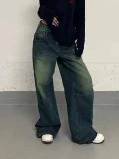 Plus Size Idle Style Retro Washed Jeans For Women - View 1