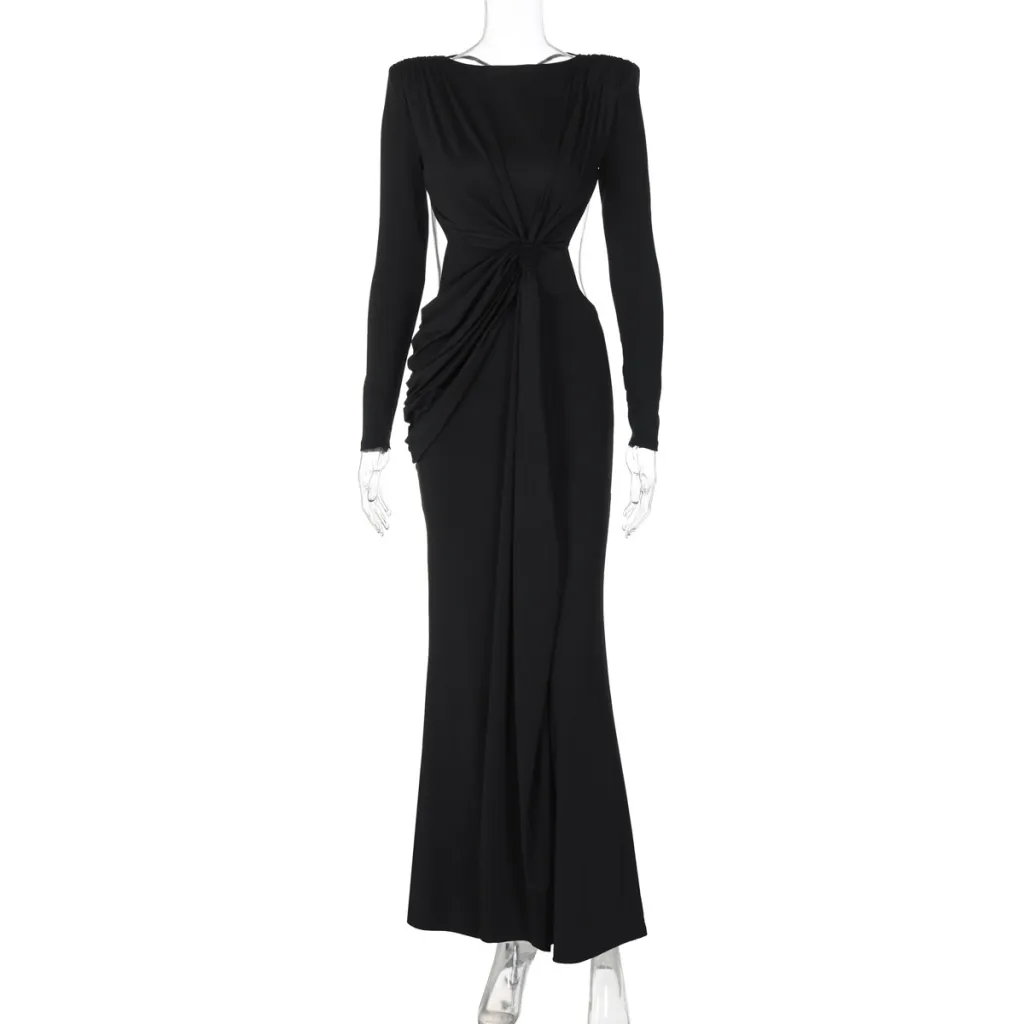 Women's Long Sleeve Slimming Dress - Black