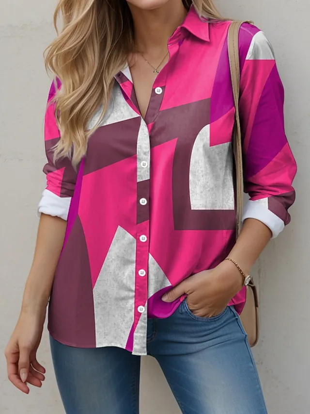 Colorful Geometric Printing 3D Digital Elegant Commuting Cardigan Shirt B25Shh010217411 - Shop at LoveMi