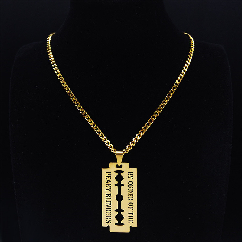 Hip Hop Blade BY ORDER OF THE PEAKY BLINDERS Stainless Steel Bracelet Necklace Gold
