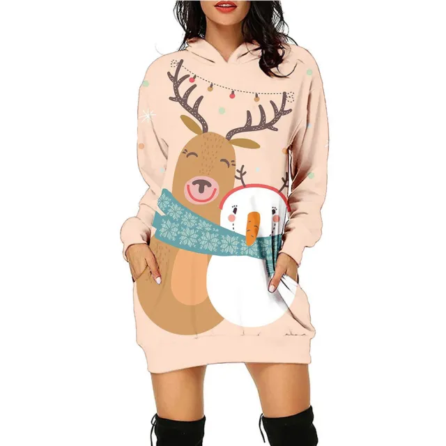 Women's Fashion Casual Printing Christmas Holiday Party Sweater Dress Swy090217 Xl - Shop at LoveMi