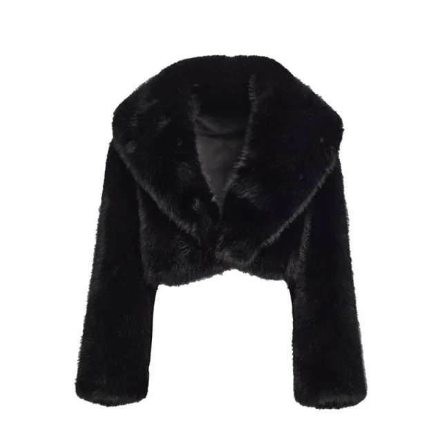 Fur Coat Women's Long Sleeve Black - Shop at LoveMi