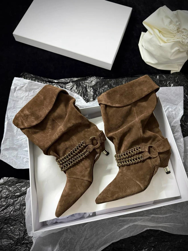 Suede Pointed-Toe Slouch Boots, picture 5 of 6