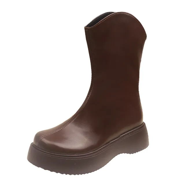 Platform Martin Boots Female Retro British Style Brown - Shop at LoveMi