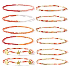 Stackable Elastic Bracelet For Women With Beads - 12Pcs - View 1