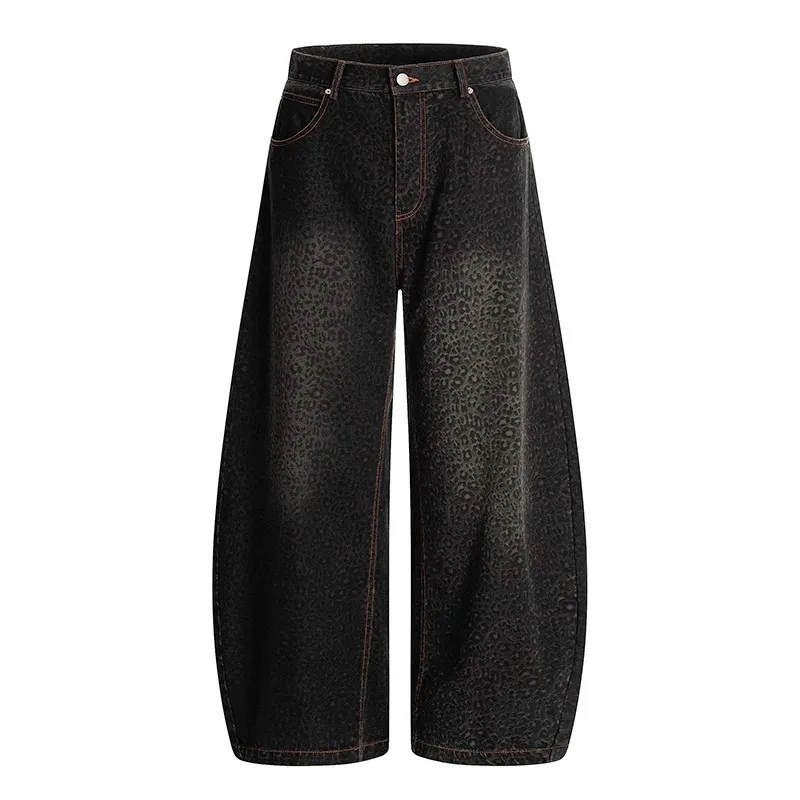 Women's Black Gradient Leopard-Print Denim Jeans - Leopard