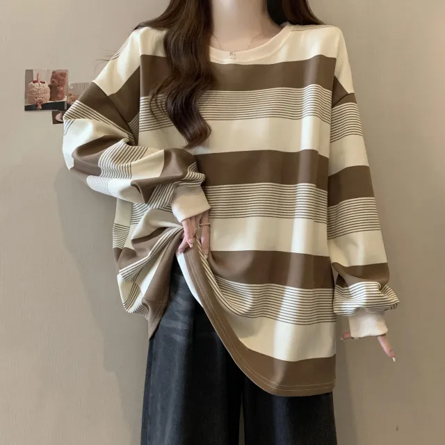Slim fit Loose Thin Long sleeved Base Layer For Plus size Students Brown - Shop at LoveMi
