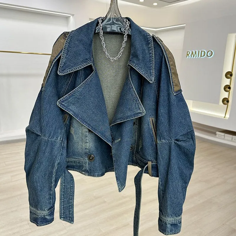 Women's Fashion Short Western Style Top - Vintage Blue
