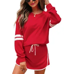 Loose Long Sleeve Women's Versatile Printed Dress Two-piece Set - Lc631312P3 - View 1