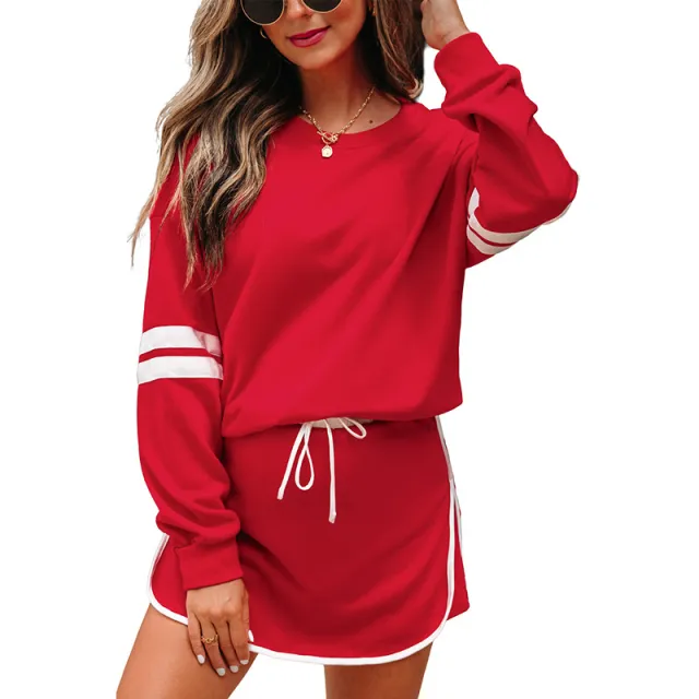 Loose Long Sleeve Women's Versatile Printed Dress Two piece Set Lc631312P3 - Shop at LoveMi